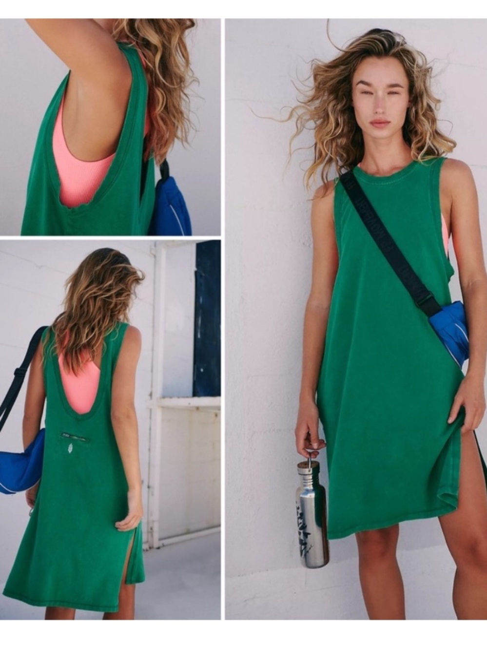 Free People Hot Shot Tunic Tank Dress Medium NWT Ivy Green FP Movement